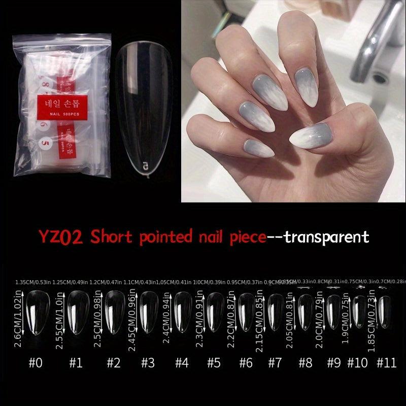 500pcs Lady French Acrylic Style Artificial False Nails Half Tips Clear