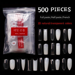 500pcs Lady French Acrylic Style Artificial False Nails Half Tips Clear