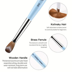 Acrylic Nail Brush Kolinsky Hair Oval Wood Handle Set