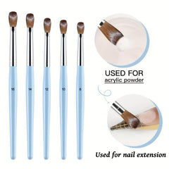Acrylic Nail Brush Kolinsky Hair Oval Wood Handle Set