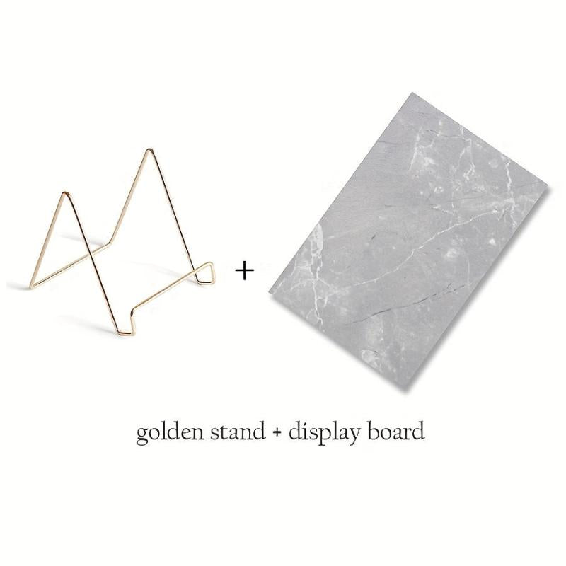 Nail Art Rock Texture Photography Display Board With Golden Stand Holder