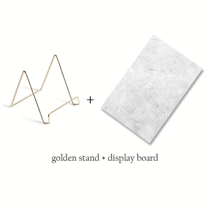 Nail Art Rock Texture Photography Display Board With Golden Stand Holder