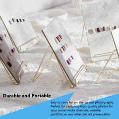 Nail Art Rock Texture Photography Display Board With Golden Stand Holder