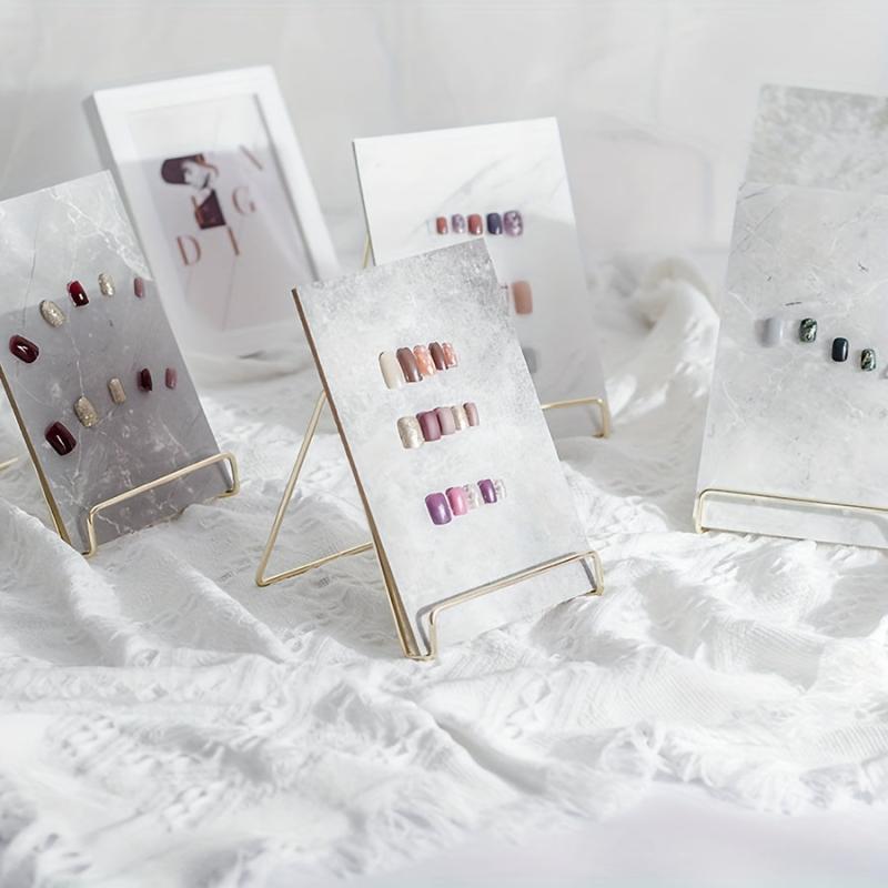 Nail Art Rock Texture Photography Display Board With Golden Stand Holder