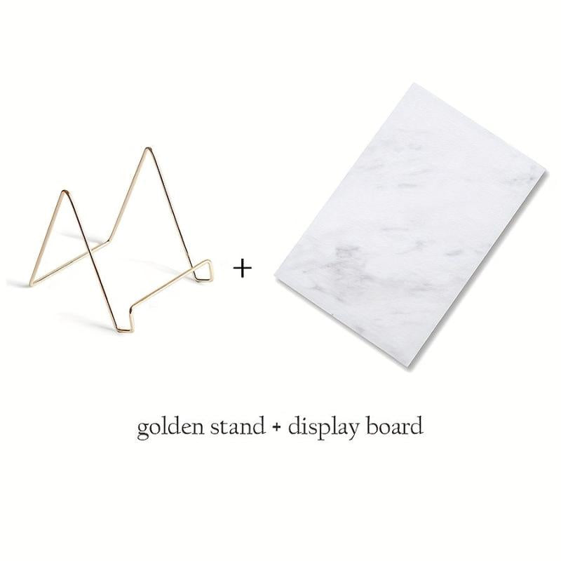 Nail Art Rock Texture Photography Display Board With Golden Stand Holder