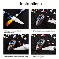 5Pcs Nail Art Pens Kit Nail Art Rhinestone Picker Soft Wax Pencil Wax Pen