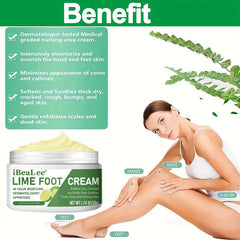 Intensive Lime Foot Cream for Dry Rough Cracked Feet, Heel Callus & Corn Remover