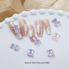 20pcs Sparkling Resin Crystal Bear Nail Art Charms for DIY Nail Art