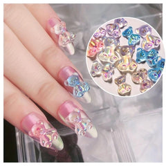 20pcs Sparkling Resin Crystal Bear Nail Art Charms for DIY Nail Art