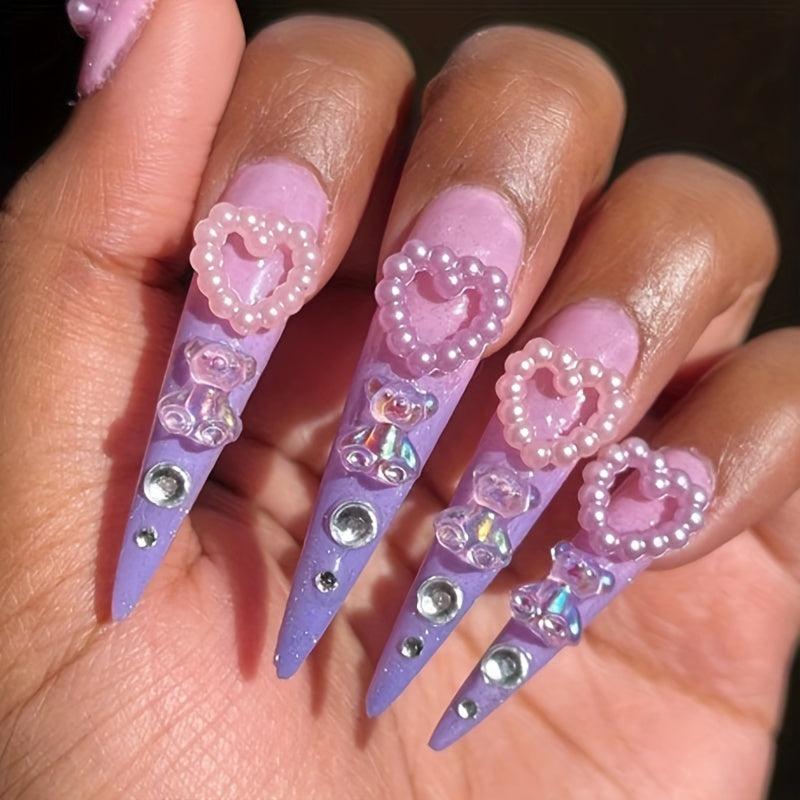 20pcs Sparkling Resin Crystal Bear Nail Art Charms for DIY Nail Art