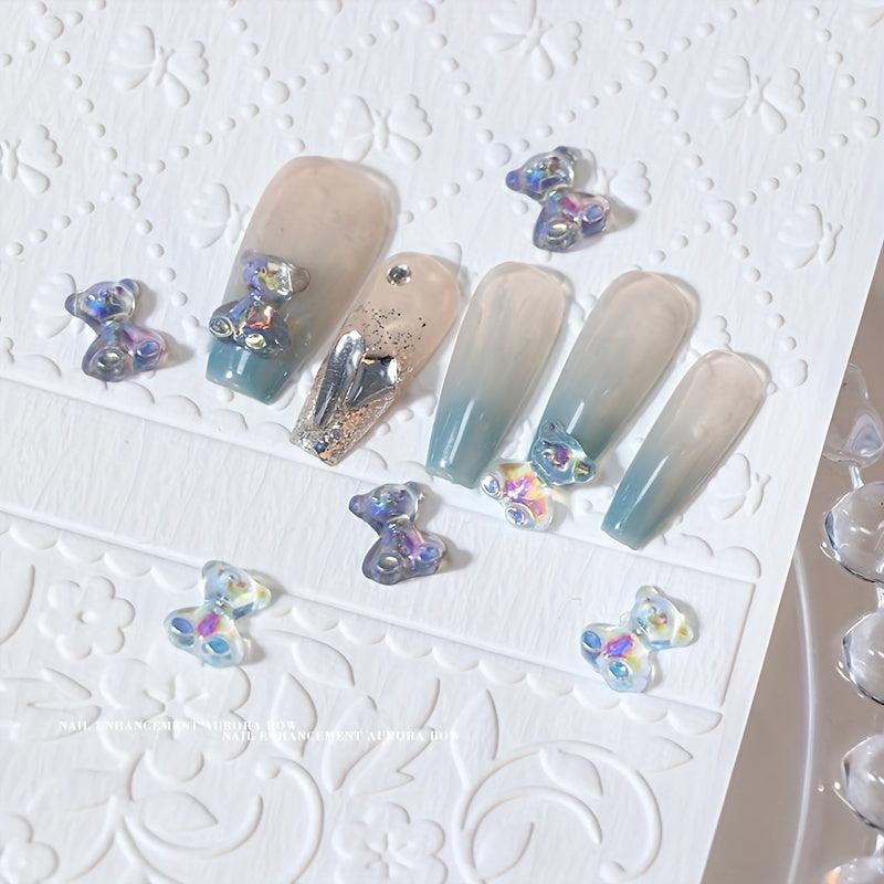 20pcs Sparkling Resin Crystal Bear Nail Art Charms for DIY Nail Art