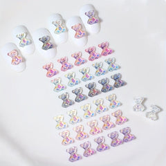 20pcs Sparkling Resin Crystal Bear Nail Art Charms for DIY Nail Art