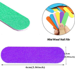 100 Pcs Double Side Nail Files Disposable Mini Wooden Nail File Buffer Strips