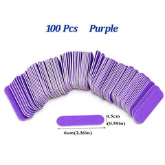 100 Pcs Double Side Nail Files Disposable Mini Wooden Nail File Buffer Strips