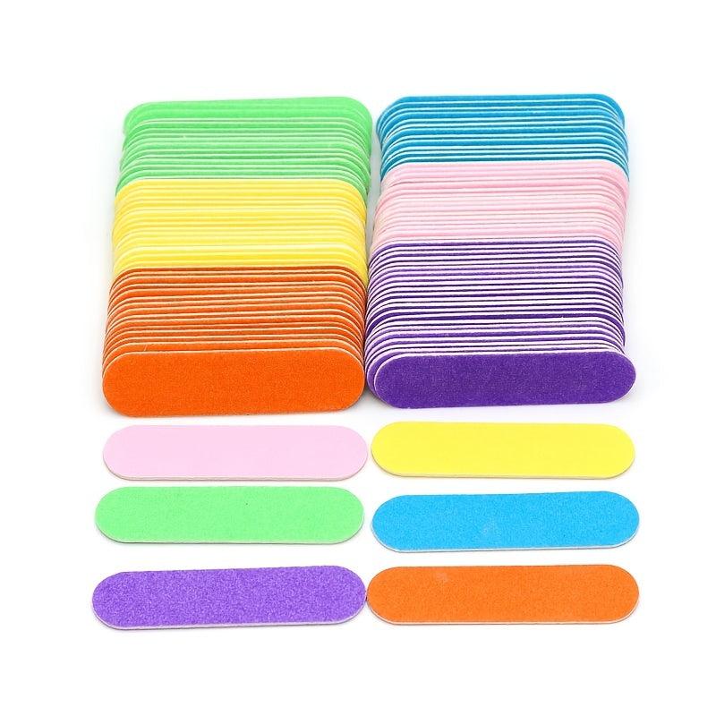 100 Pcs Double Side Nail Files Disposable Mini Wooden Nail File Buffer Strips
