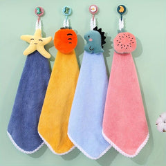 Coral Velvet Hanging Loop Towel Soft and Absorbent