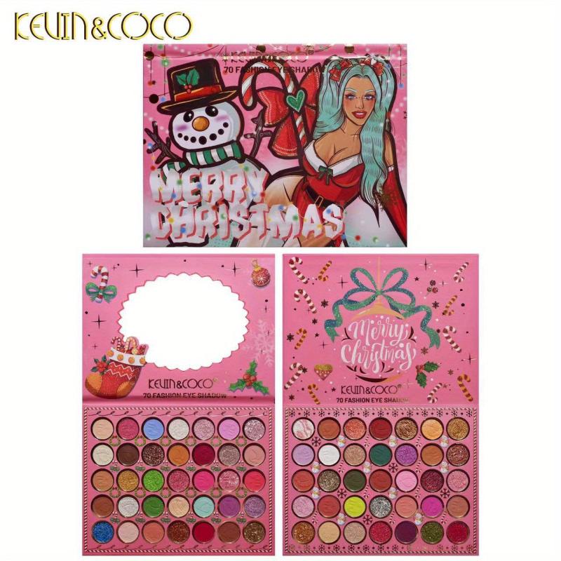 70 Colors Eyeshadow Palette Christmas Style Pearly Matte Glitter Shimmer Finish