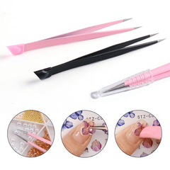 Double Ended Silicone Nail Art Tweezers - Nail Stickers Rhinestones Pick Up Clip