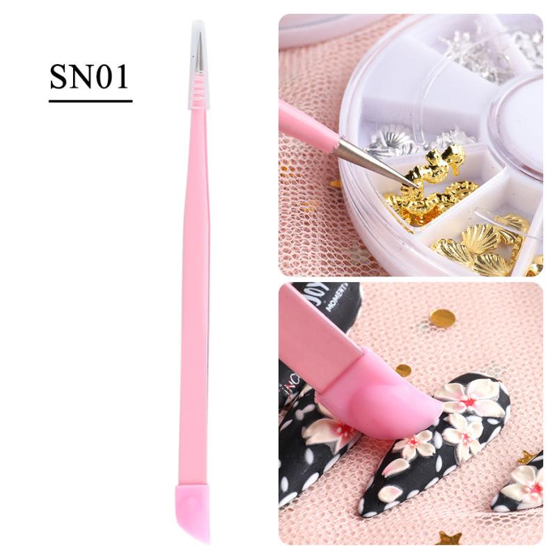 Double Ended Silicone Nail Art Tweezers - Nail Stickers Rhinestones Pick Up Clip