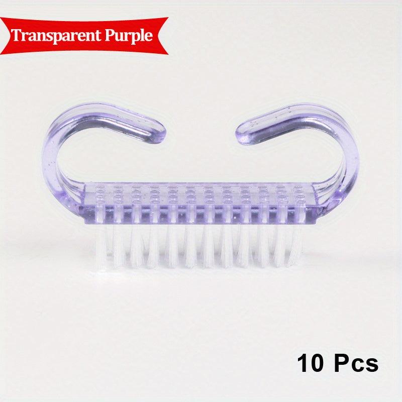 10 pcs Colorful Plastic Handle Nail Brushes for Manicure Soft Cleaning Tool