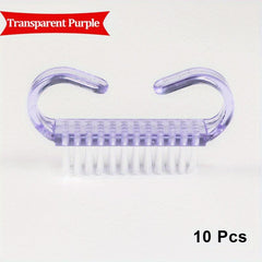 10 pcs Colorful Plastic Handle Nail Brushes for Manicure Soft Cleaning Tool