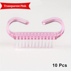 10 pcs Colorful Plastic Handle Nail Brushes for Manicure Soft Cleaning Tool