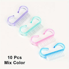 10 pcs Colorful Plastic Handle Nail Brushes for Manicure Soft Cleaning Tool
