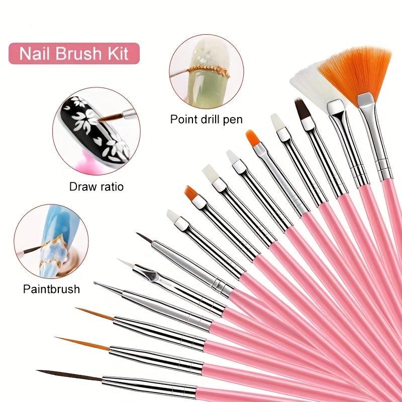 20pcs Acrylic Nail Art Drill Pens Painting Brushes Set