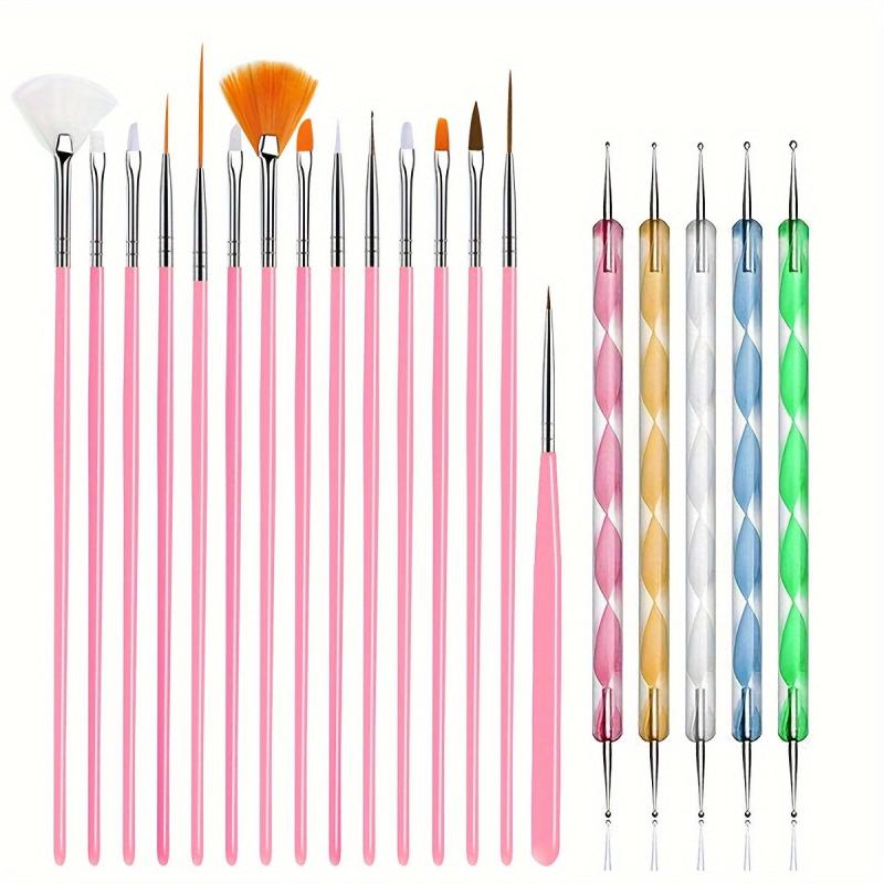 20pcs Acrylic Nail Art Drill Pens Painting Brushes Set