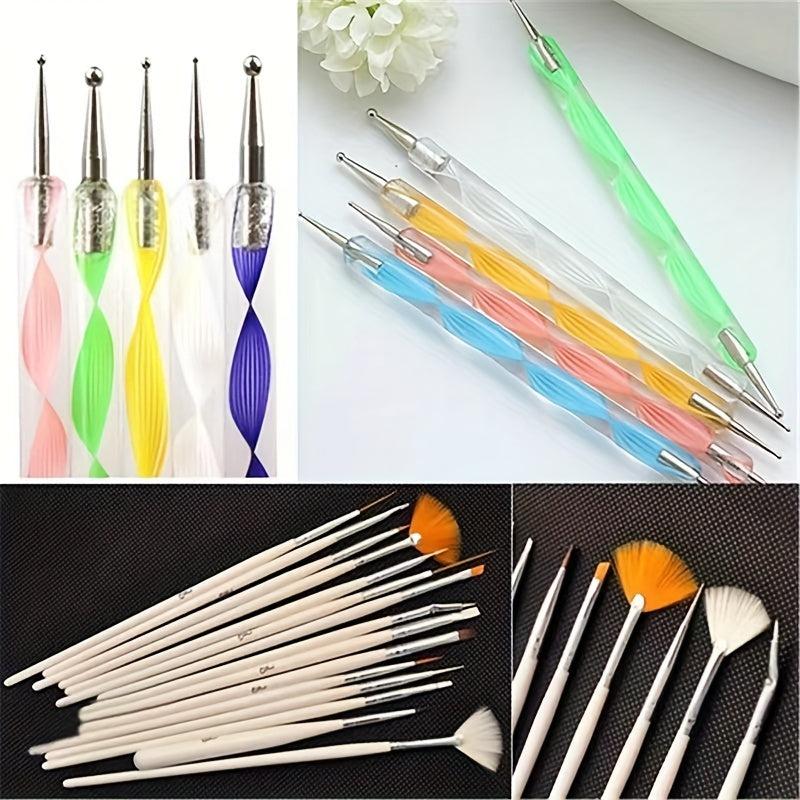 20pcs Acrylic Nail Art Drill Pens Painting Brushes Set