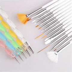 20pcs Acrylic Nail Art Drill Pens Painting Brushes Set