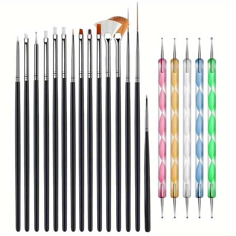 20pcs Acrylic Nail Art Drill Pens Painting Brushes Set