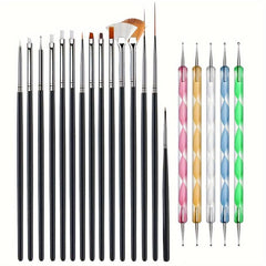 20pcs Acrylic Nail Art Drill Pens Painting Brushes Set