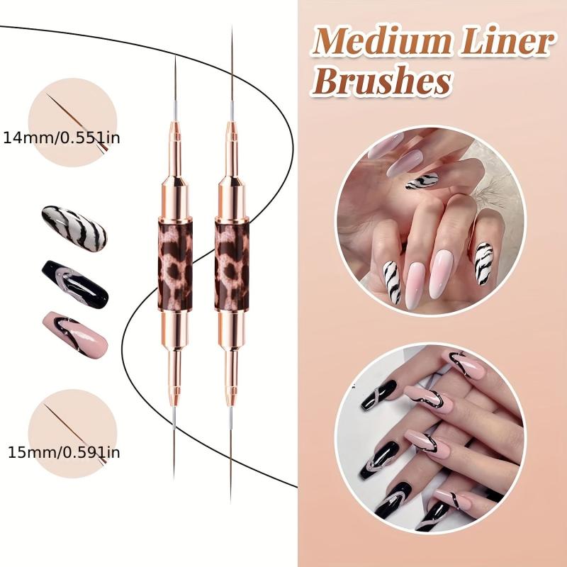 5 pcs Double Ended Nail Art Brushes Set Thin Nail Brushes for DIY Nail Art