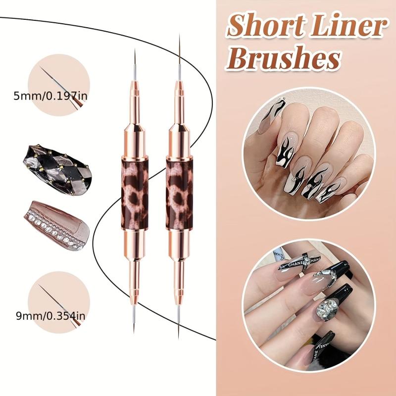 5 pcs Double Ended Nail Art Brushes Set Thin Nail Brushes for DIY Nail Art