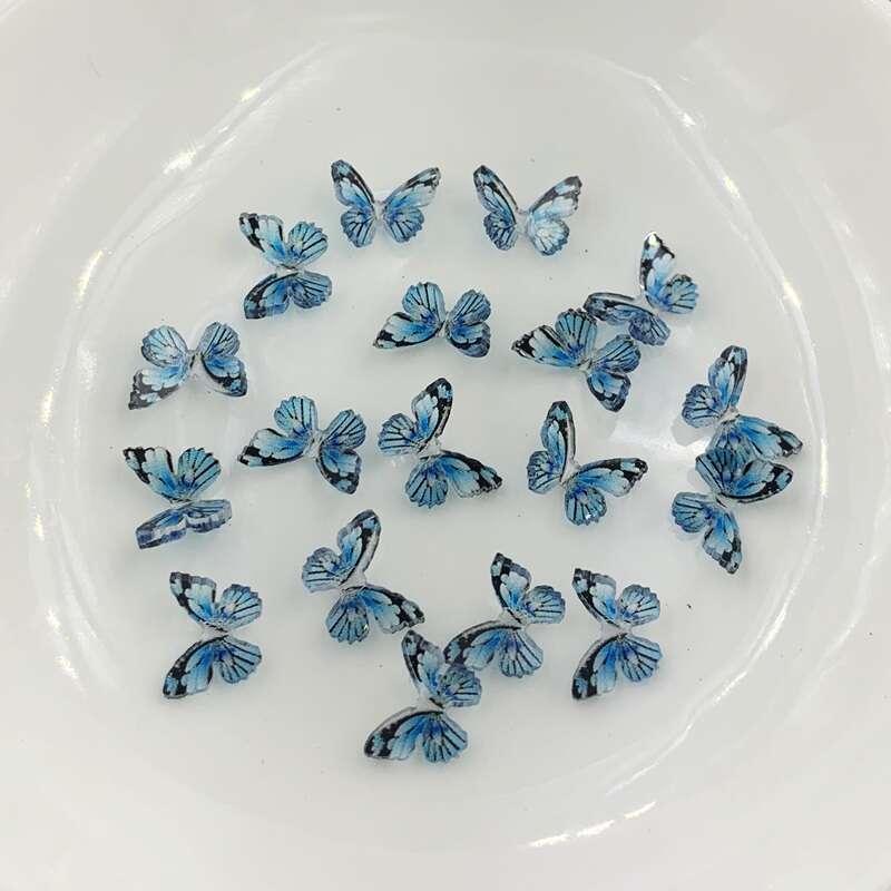 20Pcs Butterfly Nail Rhinestone Resin 3D Charm Set DIY Nail Art Decoration