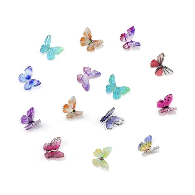 20Pcs Butterfly Nail Rhinestone Resin 3D Charm Set DIY Nail Art Decoration