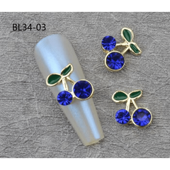 Cherry Nail Charms 3D Rhinestone and Pearl Nail Art Jewelry