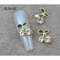 Cherry Nail Charms 3D Rhinestone and Pearl Nail Art Jewelry