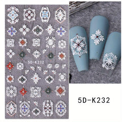 Bohemian Nail Art Stickers 5D Embossed Decals Colorful Self Adhesive Supplies