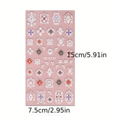 Bohemian Nail Art Stickers 5D Embossed Decals Colorful Self Adhesive Supplies