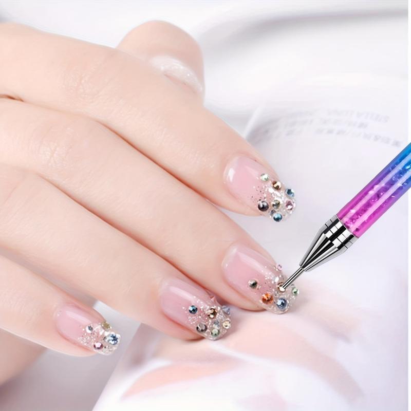 2PCS Dual-ended Wax Nail Rhinestone Picker Dotting Pen for Manicure Nail Art DIY