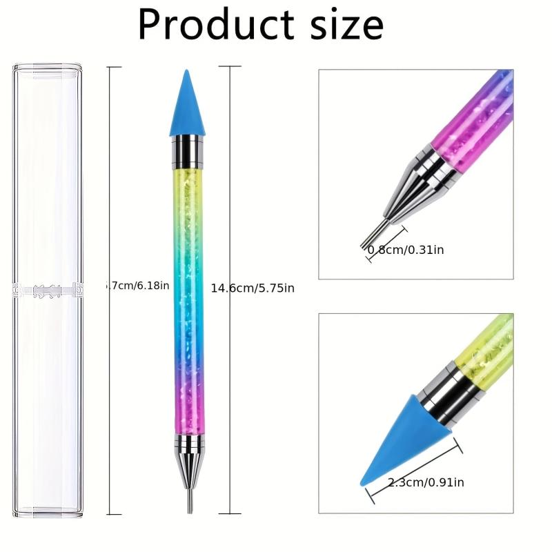 2PCS Dual-ended Wax Nail Rhinestone Picker Dotting Pen for Manicure Nail Art DIY
