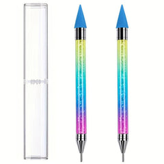2PCS Dual-ended Wax Nail Rhinestone Picker Dotting Pen for Manicure Nail Art DIY
