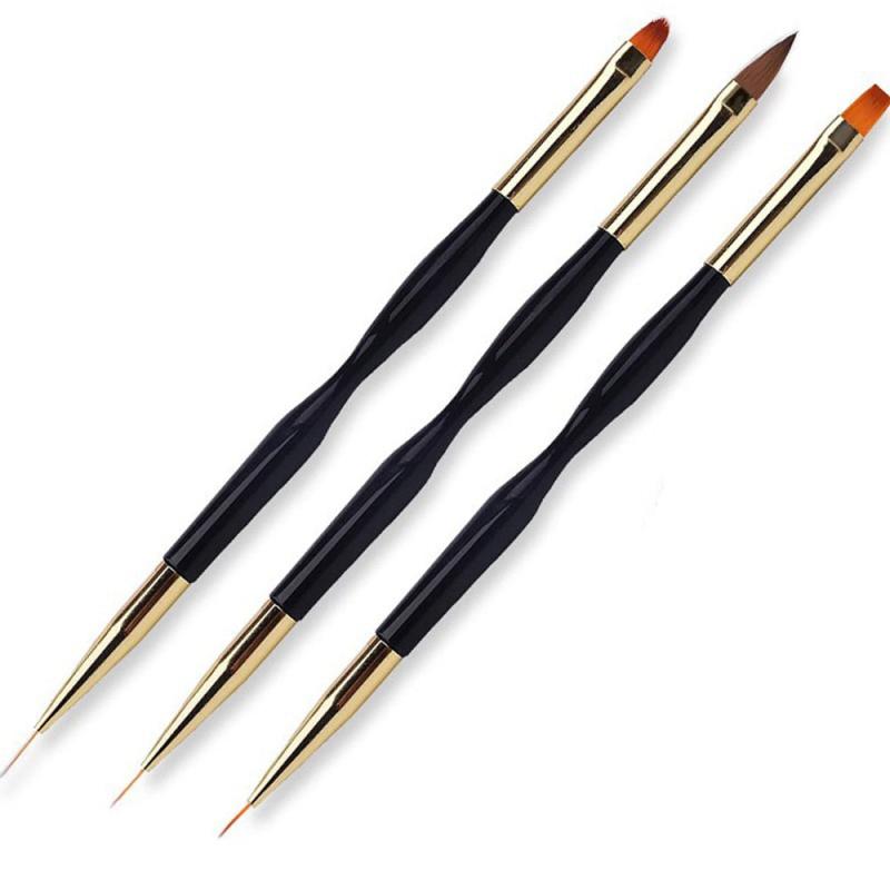 3Pcs Double Head Nail Brush Set French Stripe Art Liner Drawing Brushes