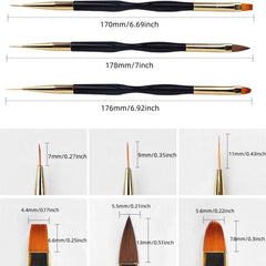 3Pcs Double Head Nail Brush Set French Stripe Art Liner Drawing Brushes