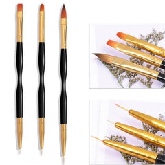 3Pcs Double Head Nail Brush Set French Stripe Art Liner Drawing Brushes