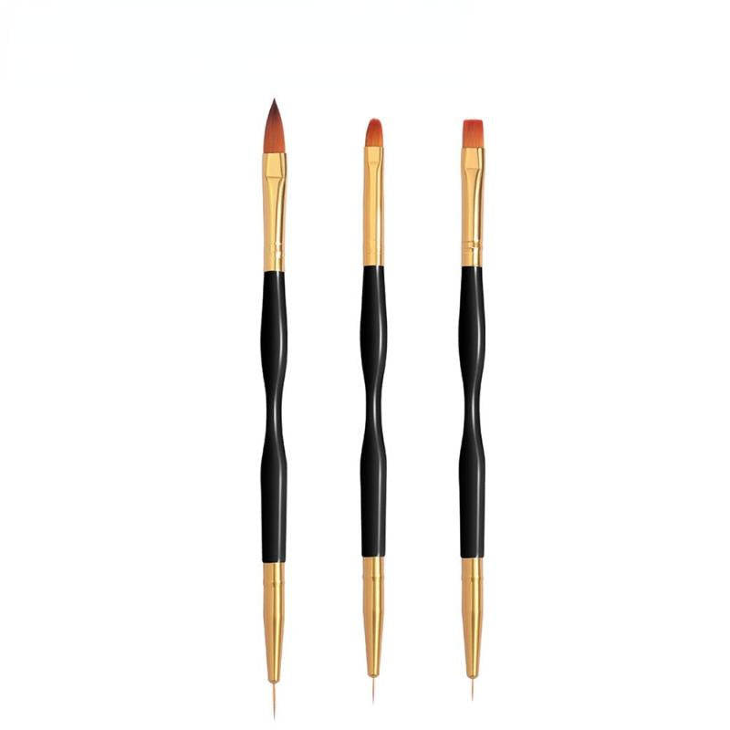 3Pcs Double Head Nail Brush Set French Stripe Art Liner Drawing Brushes