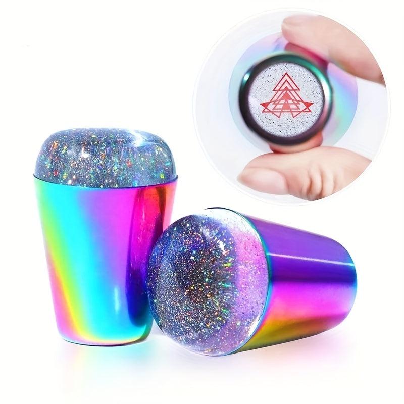 Rainbow Holographic Silicone Nail Stamper Art Manicure Tool