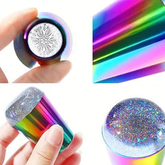 Rainbow Holographic Silicone Nail Stamper Art Manicure Tool